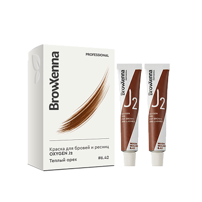 Краска для бровей и ресниц BrowXenna® OXYGEN J2, 2 шт., WARM WALNUT 6.42