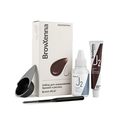 Набор для окрашивания бровей и ресниц BrowXenna® OXYGEN J2 (краска + оксид), WARM WALNUT 6.42